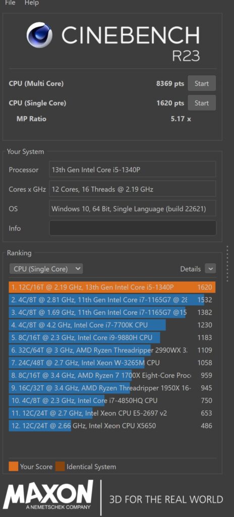 ASUS Zenbook 14 Flip OLED Review (UP3404) cinebench r23 perf